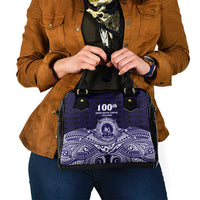 Tonga Queen Salote College 100th Years Shoulder Handbag Blue Tonga Kupesi Uniquely Pacific Art - Polynesian Pride