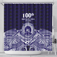 Tonga Queen Salote College 100th Years Shower Curtain Blue Tonga Kupesi Uniquely Pacific Art - Polynesian Pride