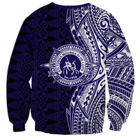 Tonga Queen Salote College 100th Years Sweatshirt Blue Tonga Kupesi Uniquely Pacific Art - Polynesian Pride