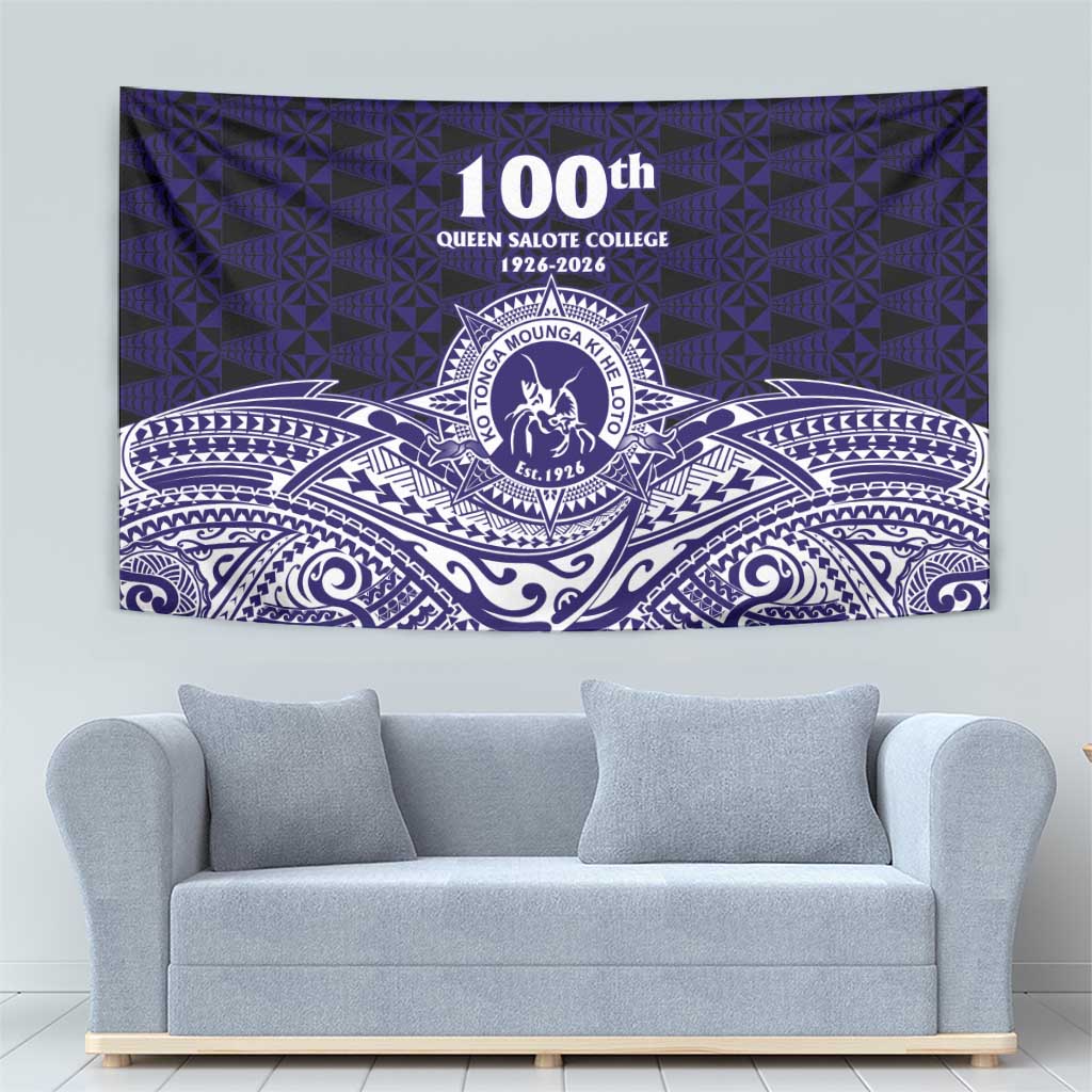 Tonga Queen Salote College 100th Years Tapestry Blue Tonga Kupesi Uniquely Pacific Art - Polynesian Pride
