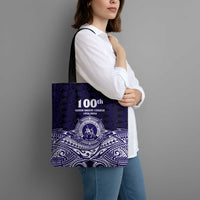 Tonga Queen Salote College 100th Years Tote Bag Blue Tonga Kupesi Uniquely Pacific Art - Polynesian Pride