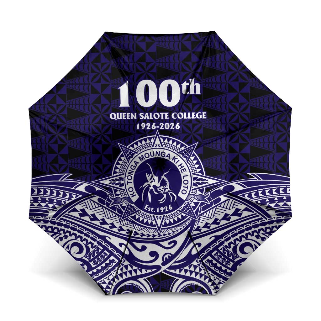Tonga Queen Salote College 100th Years Umbrella Blue Tonga Kupesi Uniquely Pacific Art - Polynesian Pride