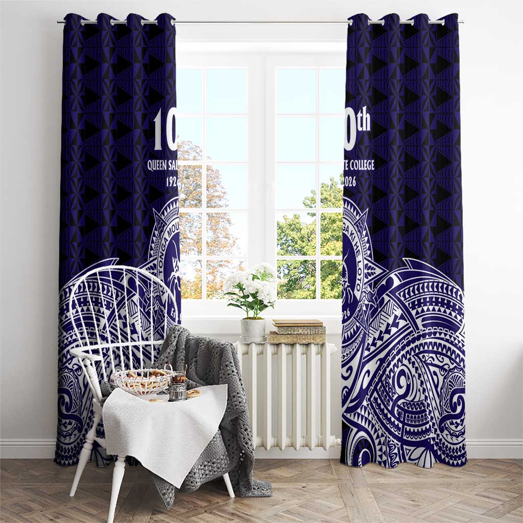 Tonga Queen Salote College 100th Years Window Curtain Blue Tonga Kupesi Uniquely Pacific Art - Polynesian Pride