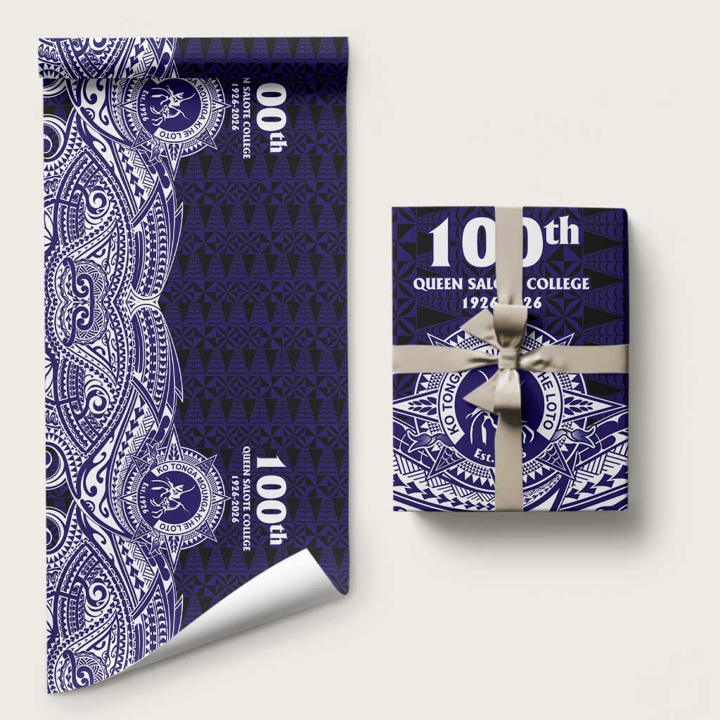 Tonga Queen Salote College 100th Years Wrapping Paper Blue Tonga Kupesi Uniquely Pacific Art - Polynesian Pride