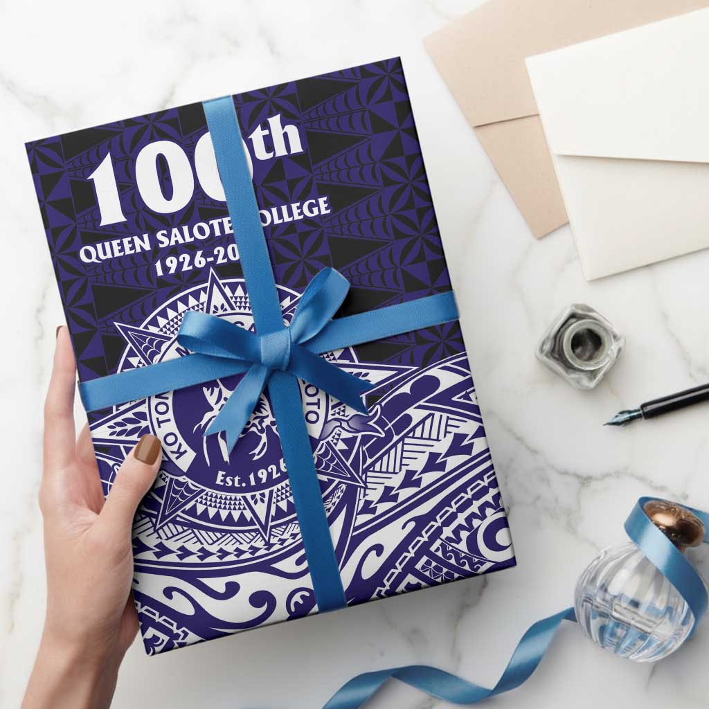 Tonga Queen Salote College 100th Years Wrapping Paper Blue Tonga Kupesi Uniquely Pacific Art - Polynesian Pride