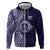 Tonga Queen Salote College 100th Years Zip Hoodie Blue Tonga Kupesi Uniquely Pacific Art - Polynesian Pride