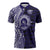 Tonga Queen Salote College 100th Years Zipper Polo Shirt Blue Tonga Kupesi Uniquely Pacific Art - Polynesian Pride