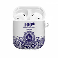 Tonga Queen Salote College 100th Years AirPods Case White Tonga Kupesi Uniquely Pacific Art - Polynesian Pride