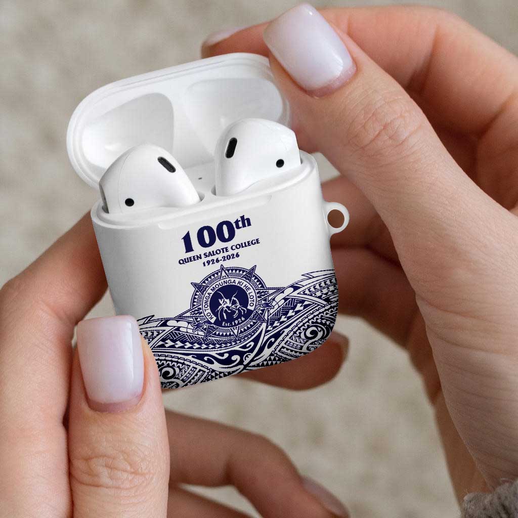 Tonga Queen Salote College 100th Years AirPods Case White Tonga Kupesi Uniquely Pacific Art - Polynesian Pride