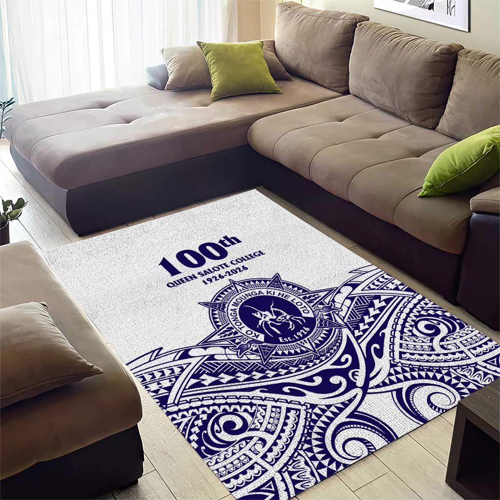 Tonga Queen Salote College 100th Years Area Rug White Tonga Kupesi Uniquely Pacific Art - Polynesian Pride