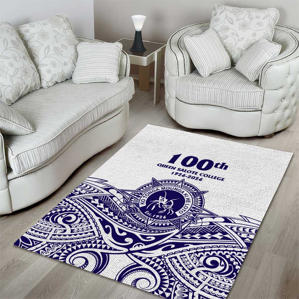 Tonga Queen Salote College 100th Years Area Rug White Tonga Kupesi Uniquely Pacific Art - Polynesian Pride