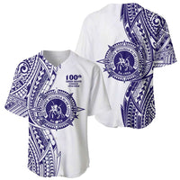 Tonga Queen Salote College 100th Years Baseball Jersey White Tonga Kupesi Uniquely Pacific Art - Polynesian Pride