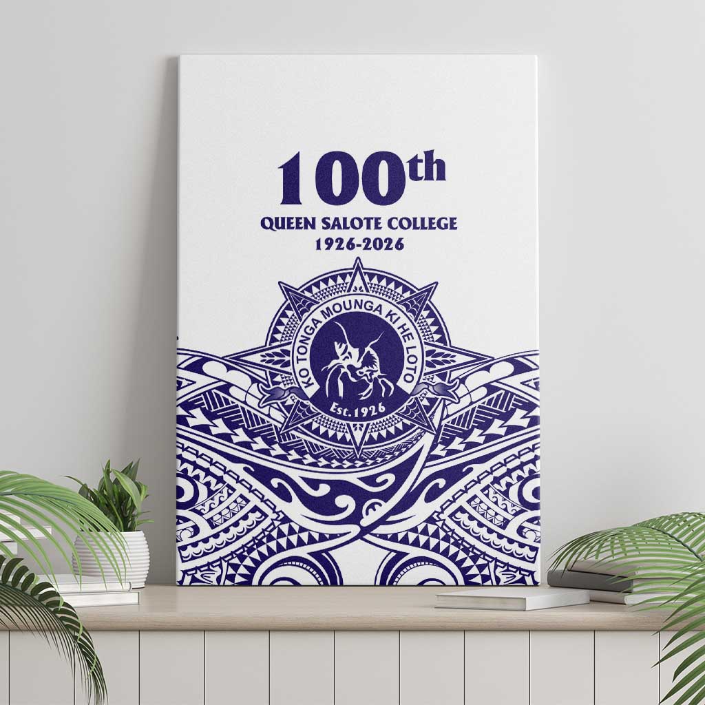 Tonga Queen Salote College 100th Years Canvas Wall Art White Tonga Kupesi Uniquely Pacific Art - Polynesian Pride
