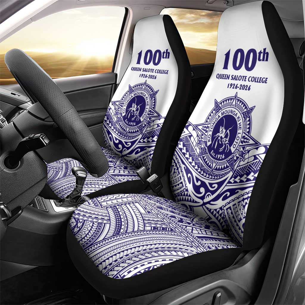 Tonga Queen Salote College 100th Years Car Seat Cover White Tonga Kupesi Uniquely Pacific Art - Polynesian Pride