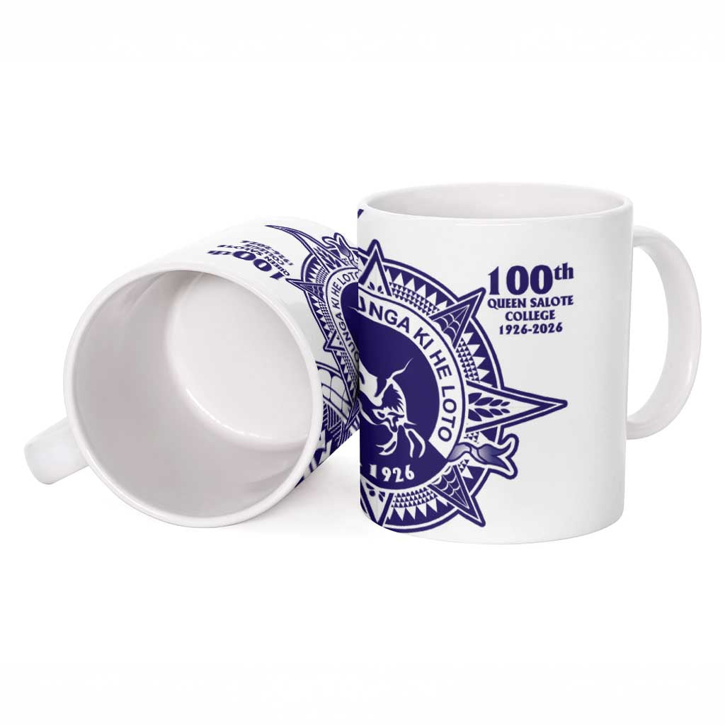 Tonga Queen Salote College 100th Years Ceramic Mug White Tonga Kupesi Uniquely Pacific Art - Polynesian Pride