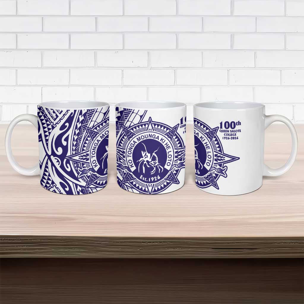 Tonga Queen Salote College 100th Years Ceramic Mug White Tonga Kupesi Uniquely Pacific Art - Polynesian Pride