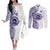 Tonga Queen Salote College 100th Years Couples Matching Off The Shoulder Long Sleeve Dress and Long Sleeve Button Shirt White Tonga Kupesi Uniquely Pacific Art - Polynesian Pride