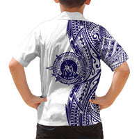 Tonga Queen Salote College 100th Years Family Matching Off Shoulder Short Dress and Hawaiian Shirt White Tonga Kupesi Uniquely Pacific Art - Polynesian Pride