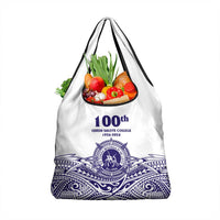 Tonga Queen Salote College 100th Years Grocery Bag White Tonga Kupesi Uniquely Pacific Art - Polynesian Pride
