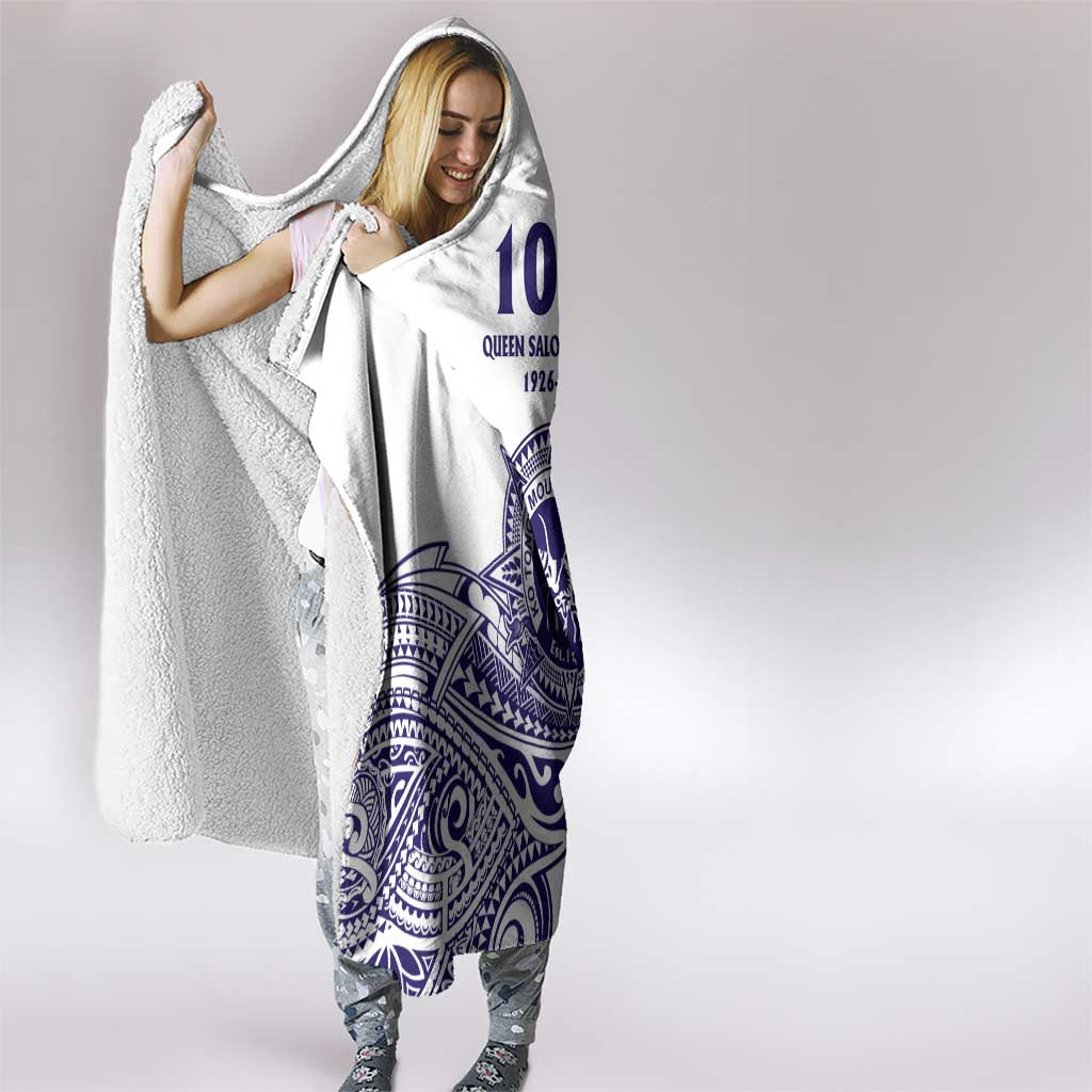 Tonga Queen Salote College 100th Years Hooded Blanket White Tonga Kupesi Uniquely Pacific Art - Polynesian Pride