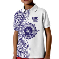 Tonga Queen Salote College 100th Years Kid Polo Shirt White Tonga Kupesi Uniquely Pacific Art - Polynesian Pride
