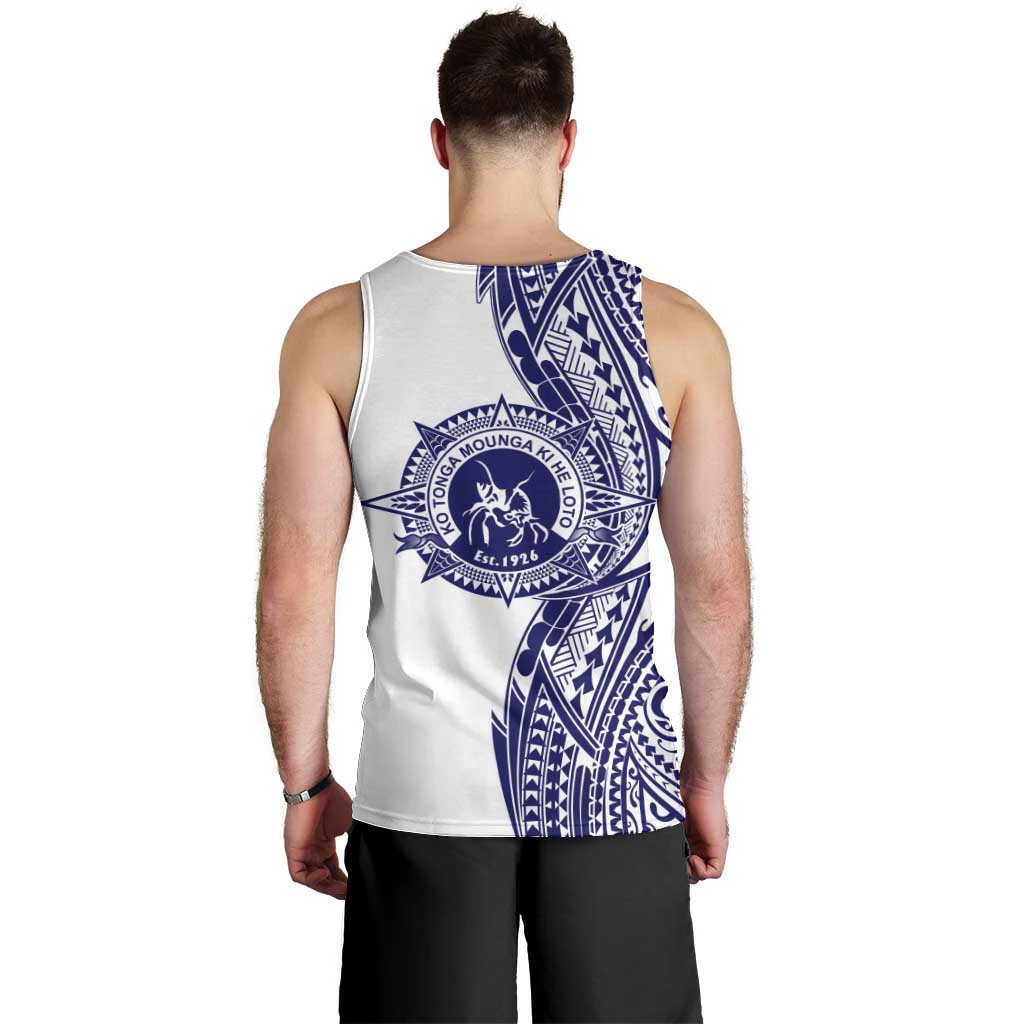 Tonga Queen Salote College 100th Years Men Tank Top White Tonga Kupesi Uniquely Pacific Art - Polynesian Pride