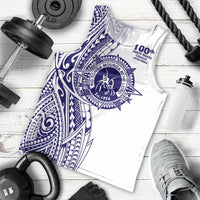 Tonga Queen Salote College 100th Years Men Tank Top White Tonga Kupesi Uniquely Pacific Art - Polynesian Pride