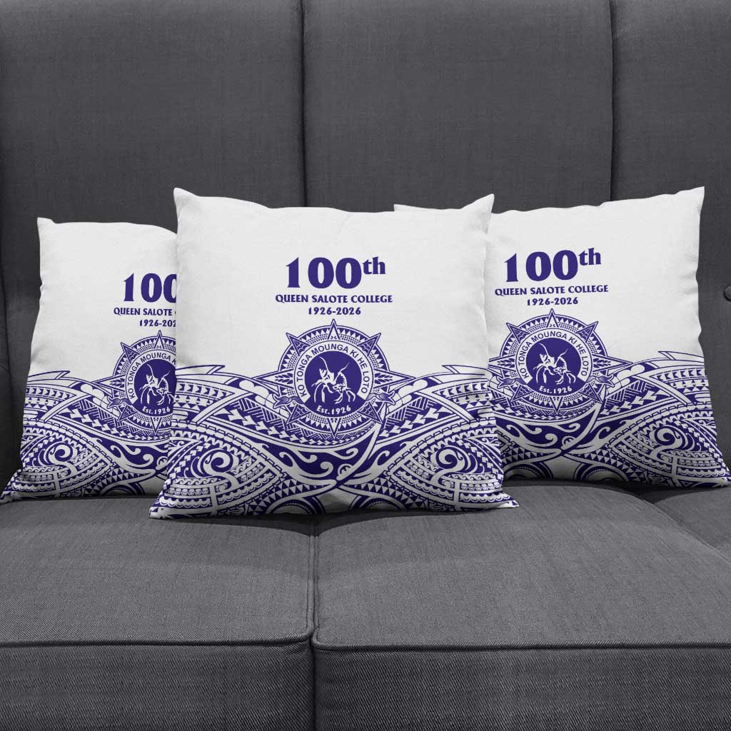 Tonga Queen Salote College 100th Years Pillow Cover White Tonga Kupesi Uniquely Pacific Art - Polynesian Pride