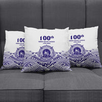 Tonga Queen Salote College 100th Years Pillow Cover White Tonga Kupesi Uniquely Pacific Art - Polynesian Pride