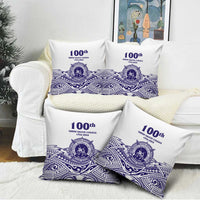 Tonga Queen Salote College 100th Years Pillow Cover White Tonga Kupesi Uniquely Pacific Art - Polynesian Pride