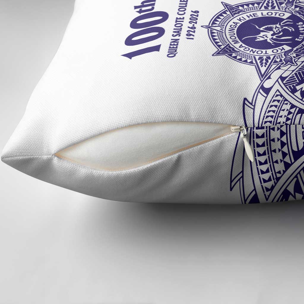 Tonga Queen Salote College 100th Years Pillow Cover White Tonga Kupesi Uniquely Pacific Art - Polynesian Pride