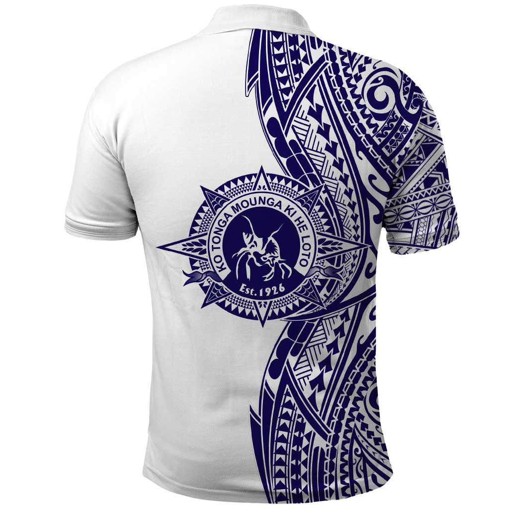 Tonga Queen Salote College 100th Years Polo Shirt White Tonga Kupesi Uniquely Pacific Art - Polynesian Pride