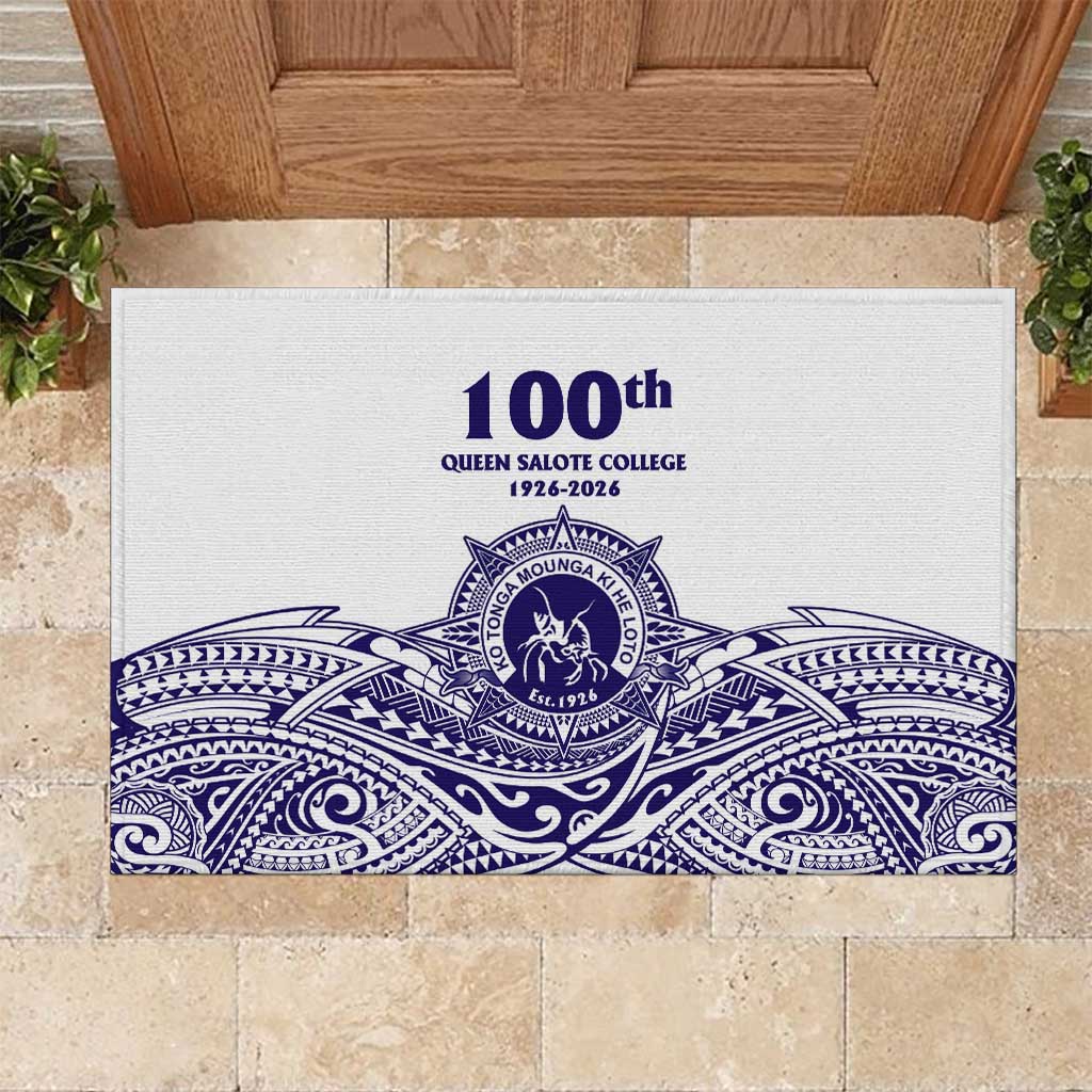 Tonga Queen Salote College 100th Years Rubber Doormat White Tonga Kupesi Uniquely Pacific Art - Polynesian Pride