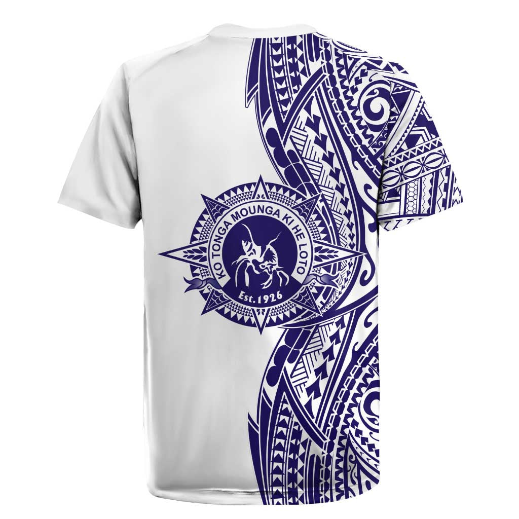 Tonga Queen Salote College 100th Years Rugby Jersey White Tonga Kupesi Uniquely Pacific Art - Polynesian Pride