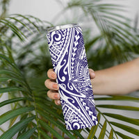 Tonga Queen Salote College 100th Years Skinny Tumbler White Tonga Kupesi Uniquely Pacific Art - Polynesian Pride