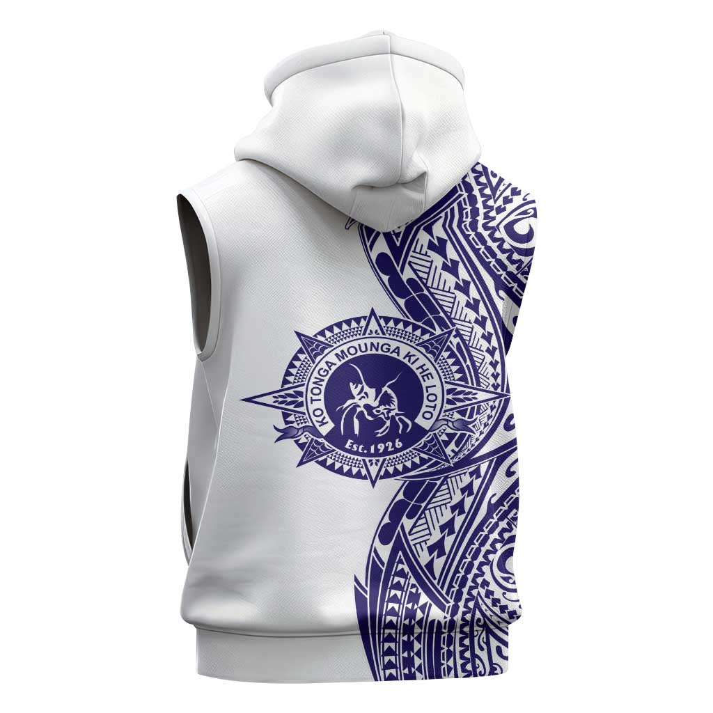Tonga Queen Salote College 100th Years Sleeveless Hoodie White Tonga Kupesi Uniquely Pacific Art - Polynesian Pride