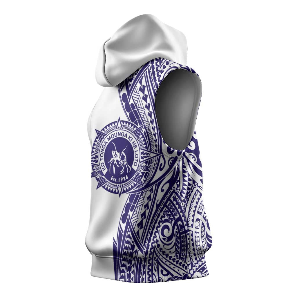 Tonga Queen Salote College 100th Years Sleeveless Hoodie White Tonga Kupesi Uniquely Pacific Art - Polynesian Pride