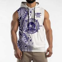 Tonga Queen Salote College 100th Years Sleeveless Hoodie White Tonga Kupesi Uniquely Pacific Art - Polynesian Pride