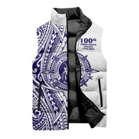 Tonga Queen Salote College 100th Years Sleeveless Puffer Jacket White Tonga Kupesi Uniquely Pacific Art - Polynesian Pride