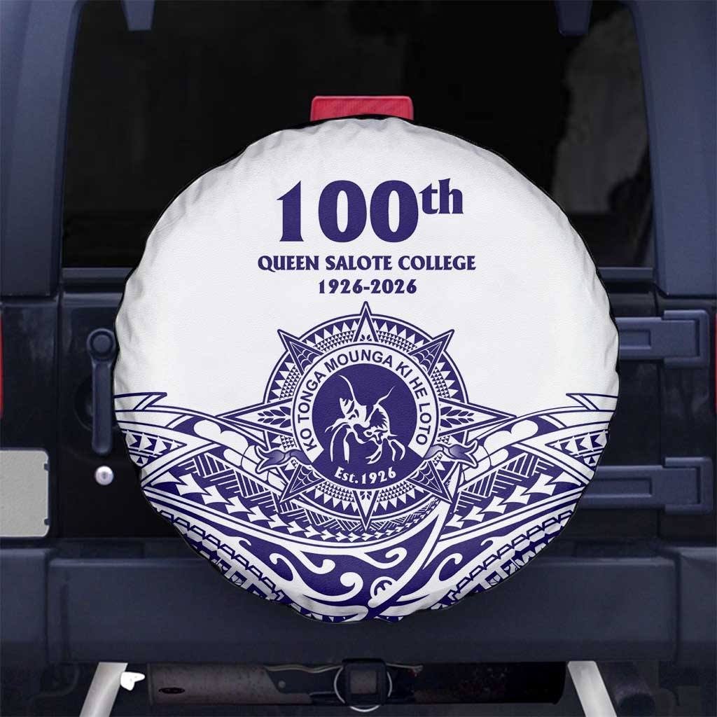 Tonga Queen Salote College 100th Years Spare Tire Cover White Tonga Kupesi Uniquely Pacific Art - Polynesian Pride