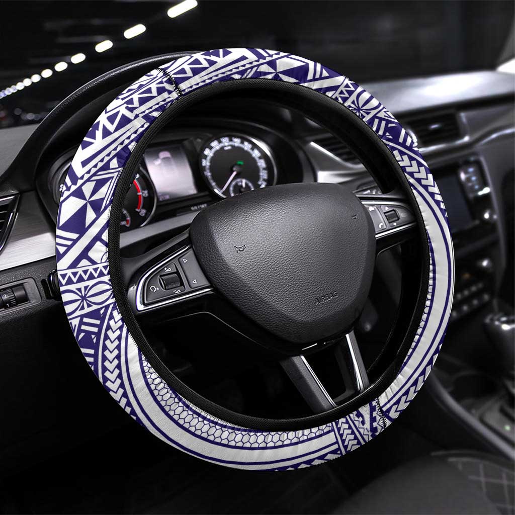 Tonga Queen Salote College 100th Years Steering Wheel Cover White Tonga Kupesi Uniquely Pacific Art - Polynesian Pride