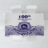 Tonga Queen Salote College 100th Years Tablecloth White Tonga Kupesi Uniquely Pacific Art - Polynesian Pride