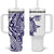 Tonga Queen Salote College 100th Years Tumbler With Handle White Tonga Kupesi Uniquely Pacific Art - Polynesian Pride