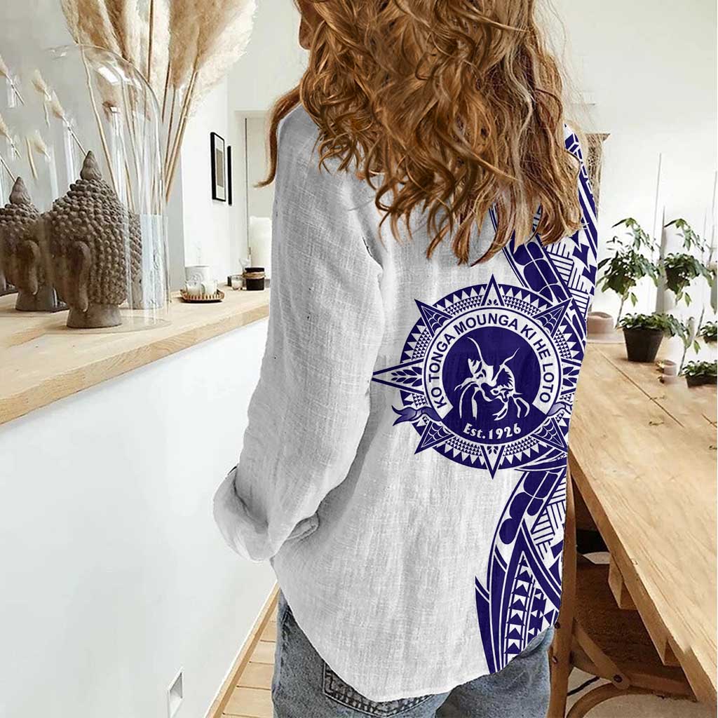 Tonga Queen Salote College 100th Years Women Casual Shirt White Tonga Kupesi Uniquely Pacific Art - Polynesian Pride