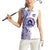 Tonga Queen Salote College 100th Years Women Sleeveless Polo Shirt White Tonga Kupesi Uniquely Pacific Art - Polynesian Pride