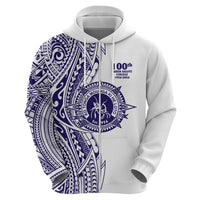 Tonga Queen Salote College 100th Years Zip Hoodie White Tonga Kupesi Uniquely Pacific Art - Polynesian Pride