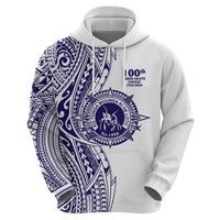 Tonga Queen Salote College 100th Years Zip Hoodie White Tonga Kupesi Uniquely Pacific Art - Polynesian Pride
