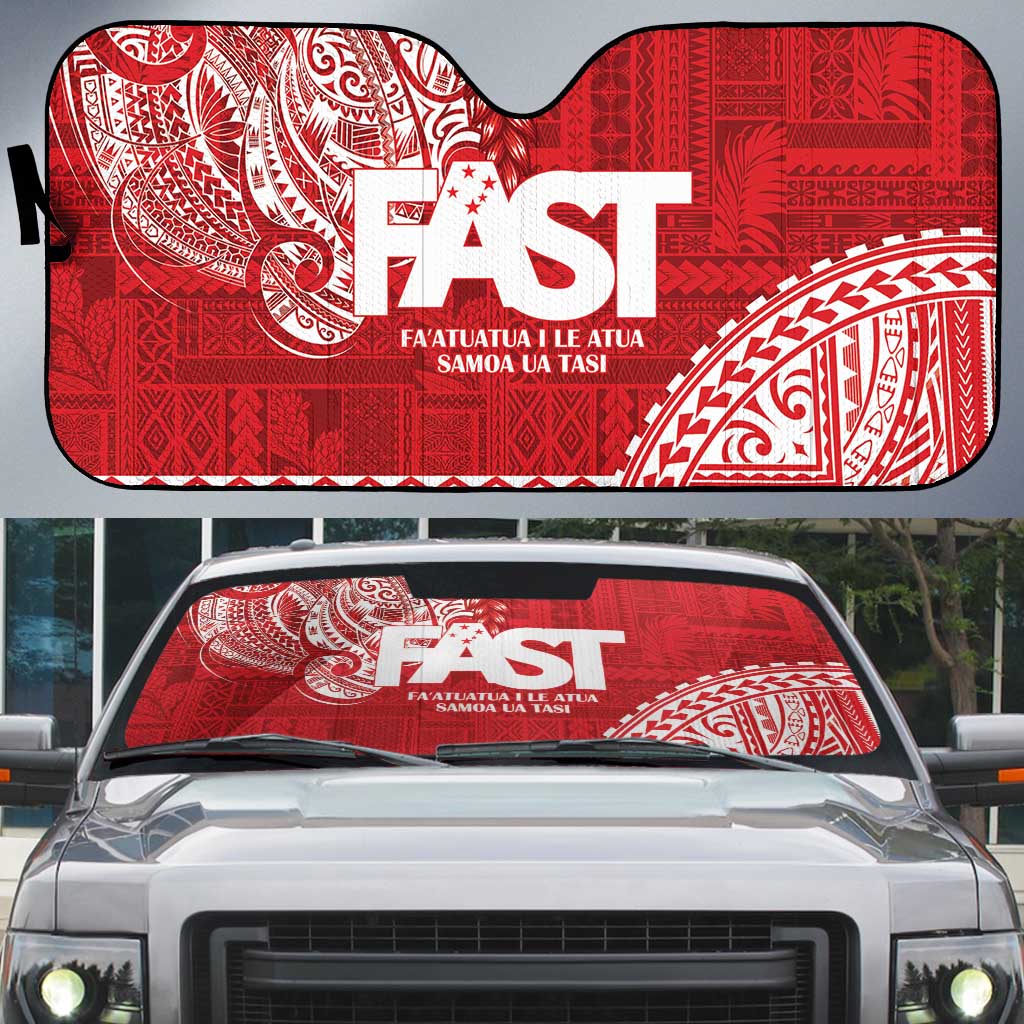 Samoa FAST Auto Sun Shade Samoan Motif Patterns LT9 Red - Polynesian Pride