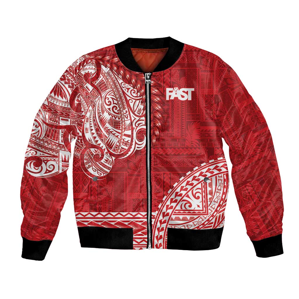 Samoa FAST Bomber Jacket Samoan Motif Patterns LT9 Unisex Red - Polynesian Pride