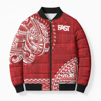 Samoa FAST Bomber Puffer Jacket Samoan Motif Patterns LT9 Unisex Red - Polynesian Pride